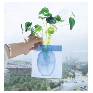 Silicone Flower Vases Set of 3 Window Wall Mounted Reusable Self Adhesive Decora